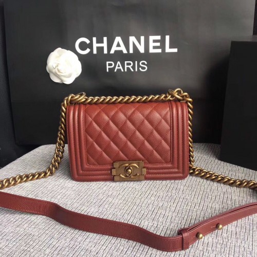 Boy Chanel Flap Bag Pelle originale A67086 Rosso