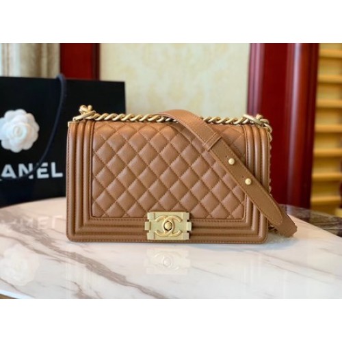 Boy Chanel Flap Bag Original Leather A67086 marrone