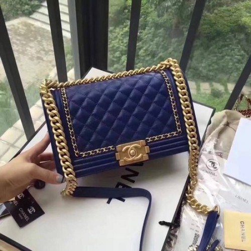 Boy Chanel Flap Bag Original Leather B67086 Blu