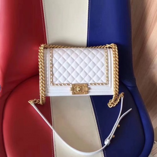 Boy Chanel Flap Bag Original Leather B67086 Bianco