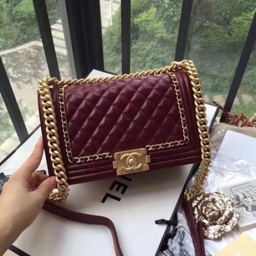 Boy Chanel Flap Bag Original Leather B67086 Vino