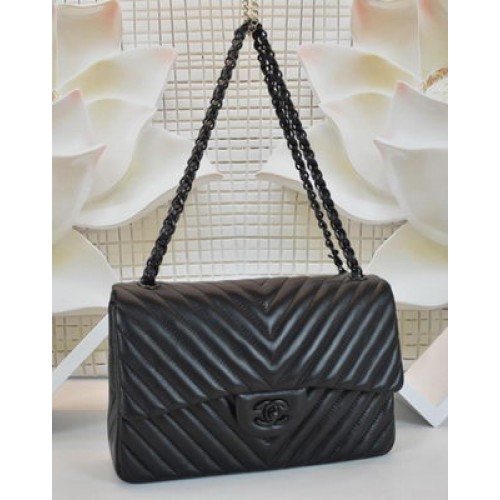 Boy Chanel Flap Bag Pelle di pecora Chevron Quilting A64306 Nero