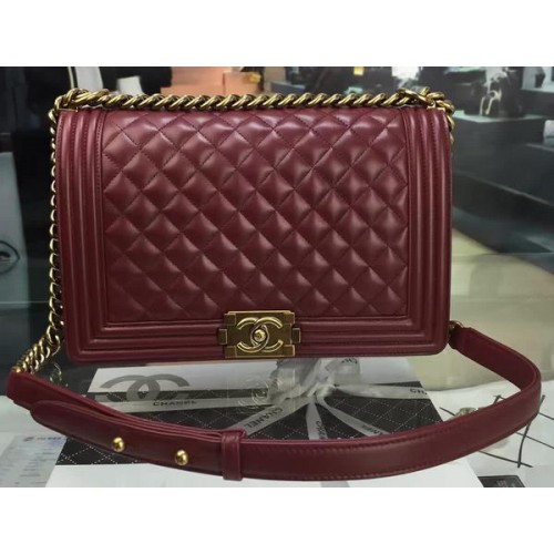 Boy Chanel Flap Bag Vino Pelle di montone originale A67088 Oro