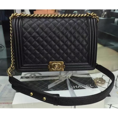 Boy Chanel Flap Borse Original Black Cannage Pattern A67088 Gold