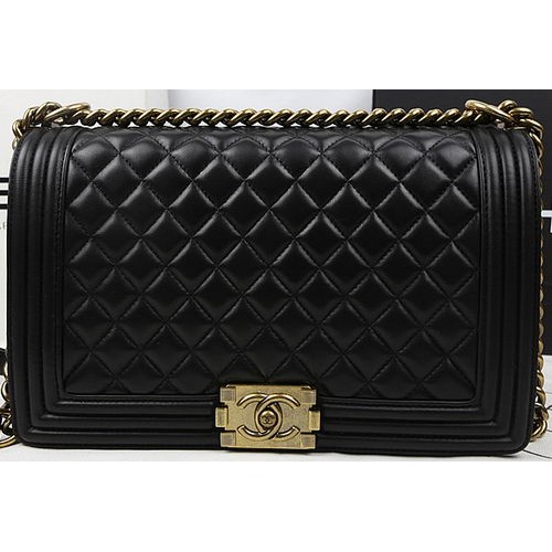 Boy Chanel Flap Borse Pelle di pecora nera originale A67088 Oro