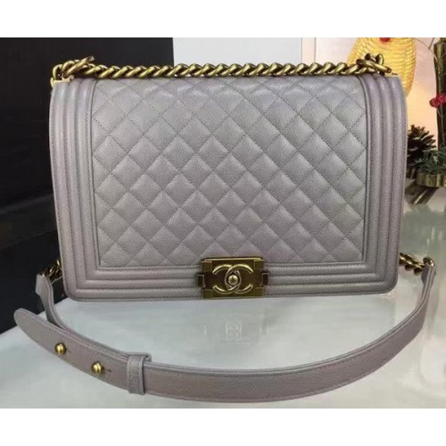 Boy Chanel Flap Borse Original Gray Cannage Pattern A67088 Oro