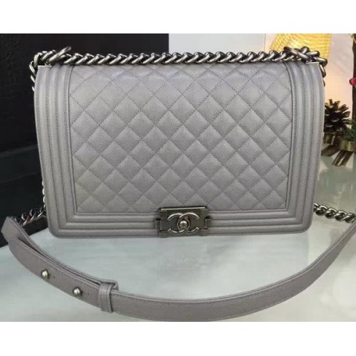 Boy Chanel Flap Borse Original Gray Cannage Pattern A67088 Argento
