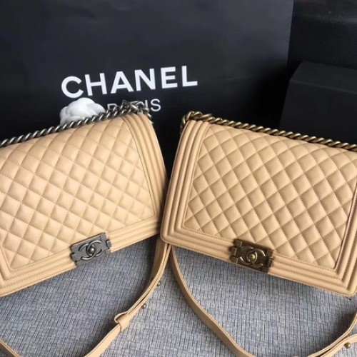 Boy Chanel Flap Borse in pelle di montone originale A67088 Albicocca