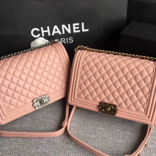 Boy Chanel Flap Borse in pelle di montone originale A67088 rosa