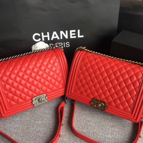 Boy Chanel Flap Borse in pelle di montone originale A67088 rosso