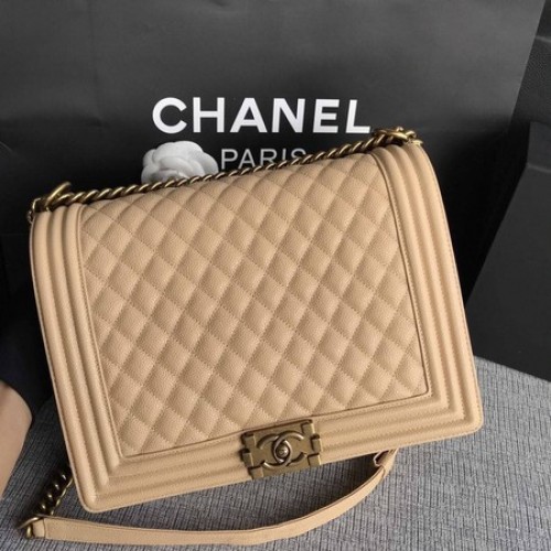 Boy Chanel Flap Shoulder Bag Albicocca Originale Cannage Pattern A67087 Oro