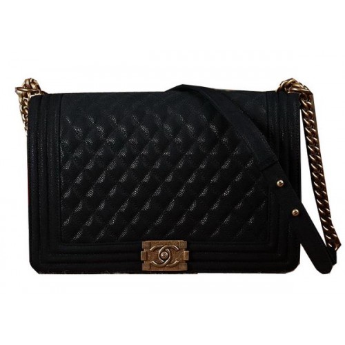 Boy Chanel Borsa a tracolla con patta in pelle nabuk nera CHA67087 oro