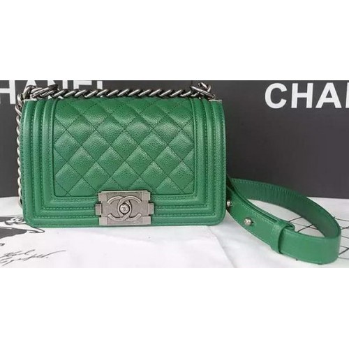Boy Chanel Flap Shoulder Bag Caviar Leather A67085 Verde