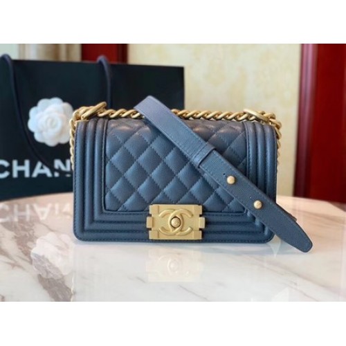 Boy Chanel Borsa a tracolla con patta in pelle A67085 blu