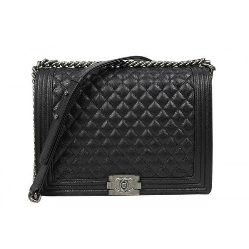 Boy Chanel Borsa a tracolla con patta Original Cannage Pattern A67087 nera