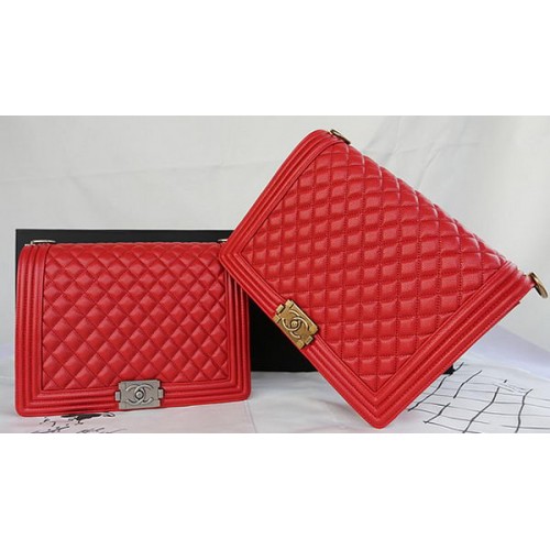 Boy Chanel Flap Shoulder Bag Original Cannage Pattern A67087 Rosso