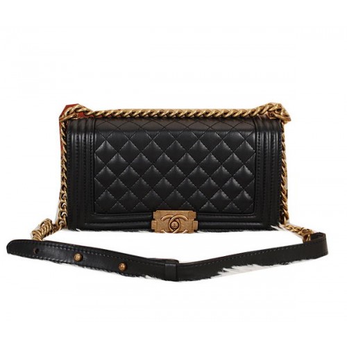 Boy Chanel Borsa a tracolla con patta in pelle originale CHA68076 nera