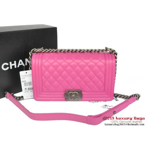 Boy Chanel Borsa a tracolla con patta originale in pelle di montone A67086 rosa