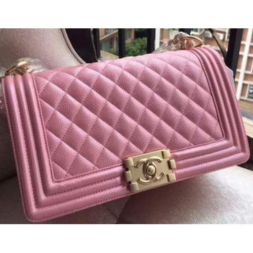 Boy Chanel Borsa a tracolla con patta Rosa Modello Cannage A67086 Oro