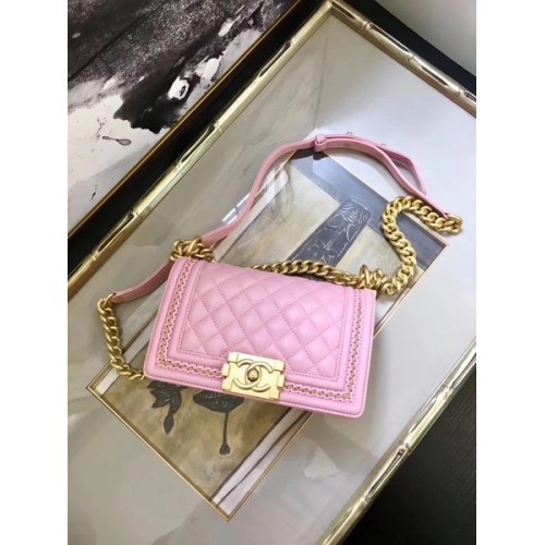 Boy Chanel Borsa a tracolla con patta Pelle di montone A67085E Rosa