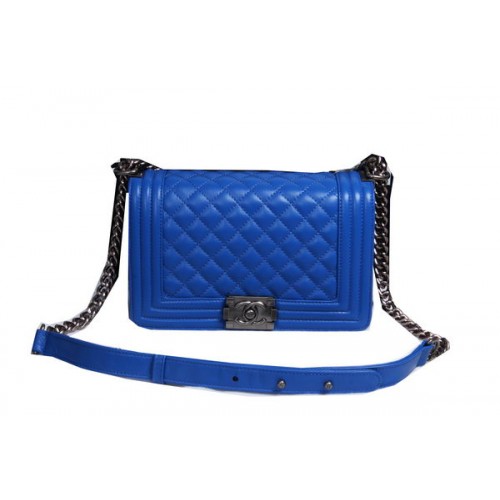 Boy Chanel Borsa a tracolla con patta in pelle di montone CHA2068 blu