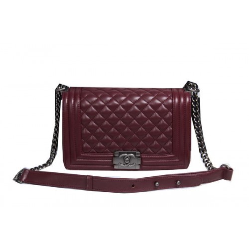 Boy Chanel Borsa a tracolla con patta in pelle di montone CHA2068 Vino