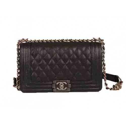 Boy Chanel Borse a spalla con patta in pelle nera modello Cannage A67086 argento