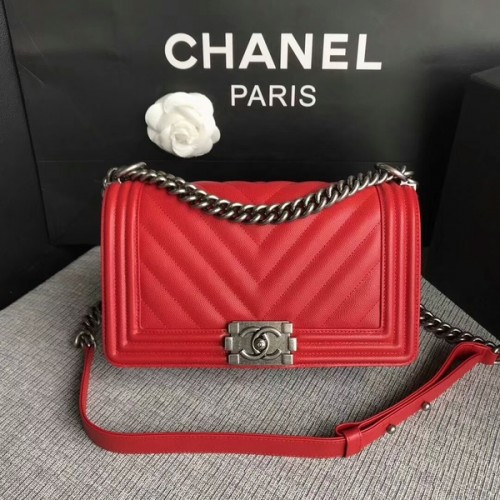 Ragazzo Chanel Original Chevron Leather 67086 Rosso