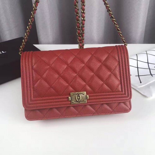 Boy Chanel Borsa con patta con manico superiore Pelle di montone originale CHA6039 Rosso