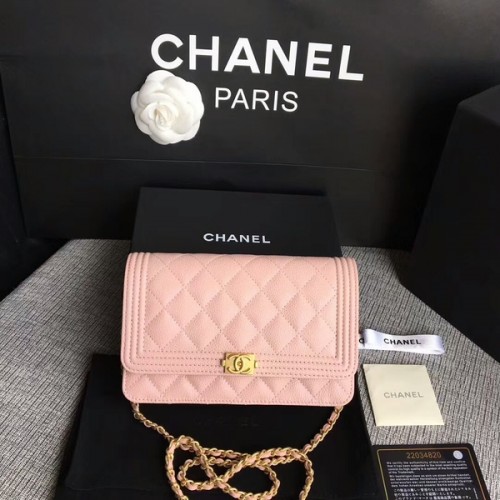 Boy Chanel WOC Flap Bag Pelle di vitello originale CHA6040 Rosa