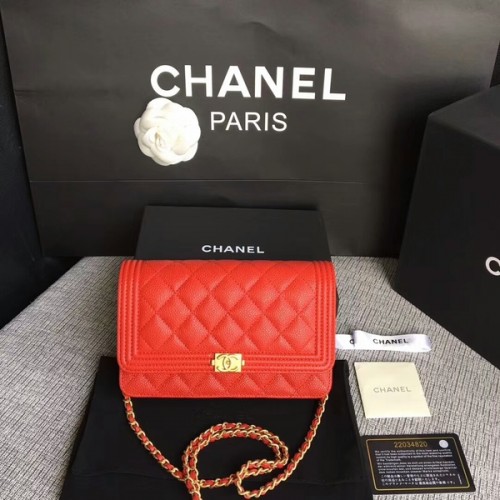Boy Chanel WOC Flap Bag Pelle di vitello originale CHA6040 Rosso