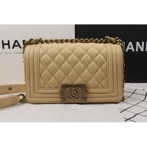 Boy Chanel mini Flap Bag Apricot Cannage Pattern A67025 Oro