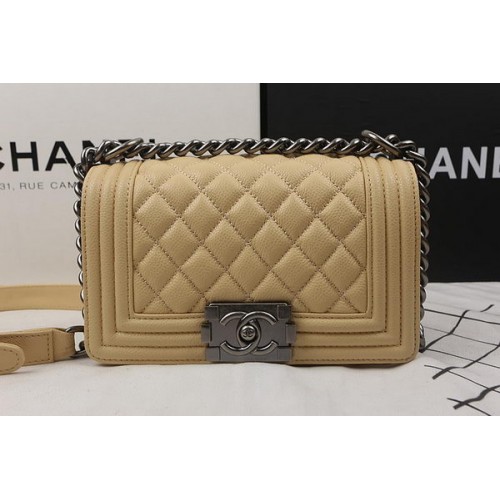 Boy Chanel mini Flap Bag Apricot Cannage Pattern A67025 Argento