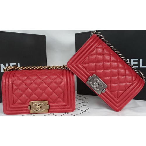 Boy Chanel mini Flap Bag Original Cannage Pattern A67085 Rosso scuro