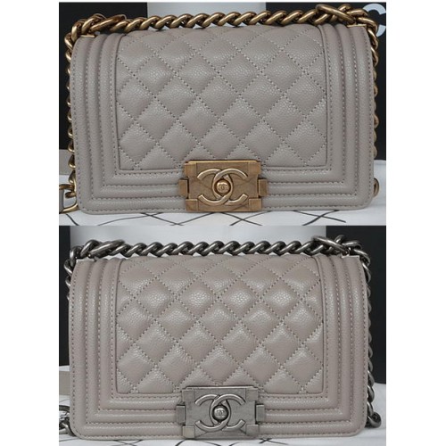 Boy Chanel mini Flap Bag Originale Modello Cannage A67085 Grigio