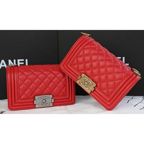 Boy Chanel mini Flap Bag Original Cannage Pattern A67085 Rosso