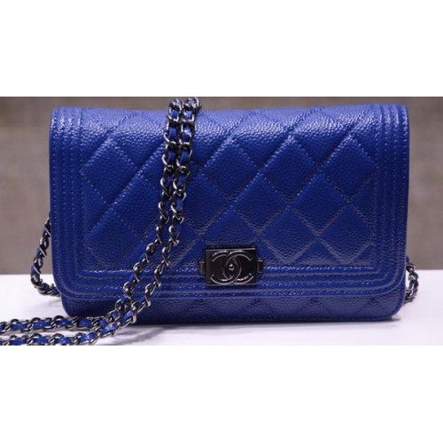 Boy Chanel mini Flap Bags Bright Cannage Pattern A33815 Blu