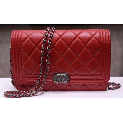 Boy Chanel mini Flap Bags Bright Cannage Pattern A33815 Borgogna