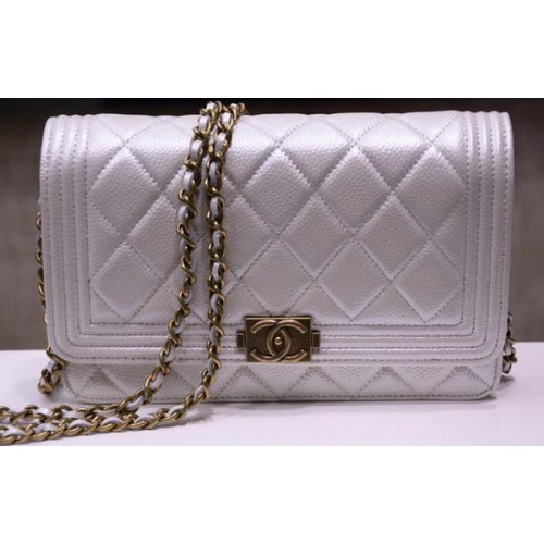 Boy Chanel mini borse con patta Bright Cannage Pattern A33815 OffWhite