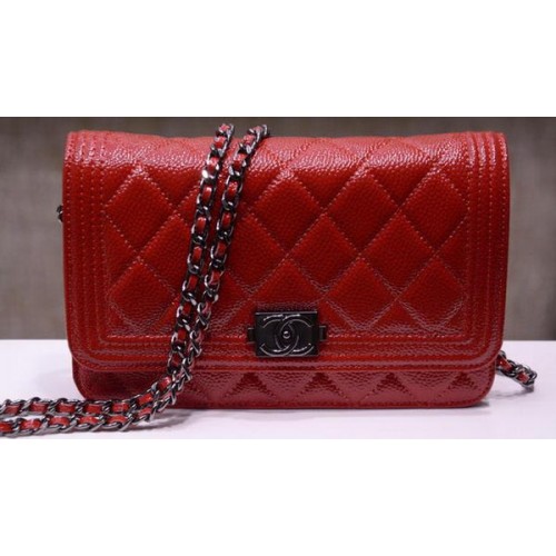 Boy Chanel mini Flap Bags Bright Cannage Pattern A33815 Rosso