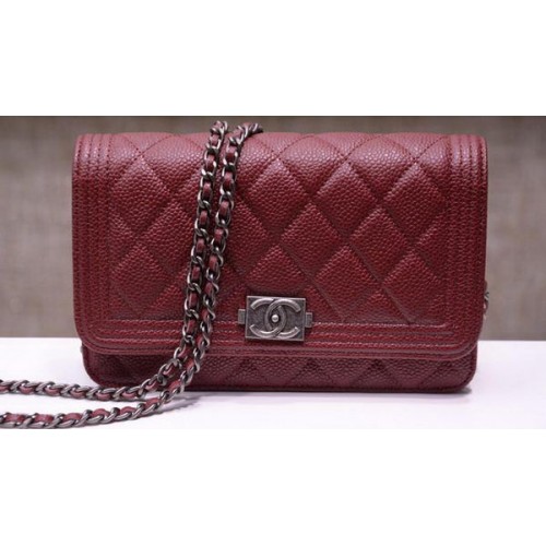 Boy Chanel mini Flap Bags Modello Cannage A33815 Borgogna