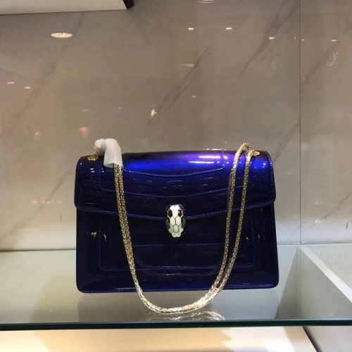 Borsa a spalla Bulgari in pelle metallizzata 15004 blu