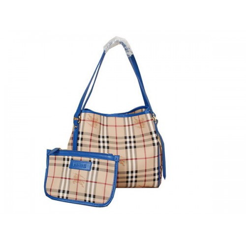 BurBerry B8883 Borsa tote piccola a quadri Haymarket blu