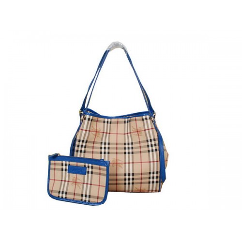 Borsa tote media BurBerry Haymarket check B8884 blu