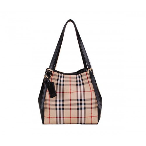 Borsa tote piccola BurBerry Haymarket Check B3711 nera