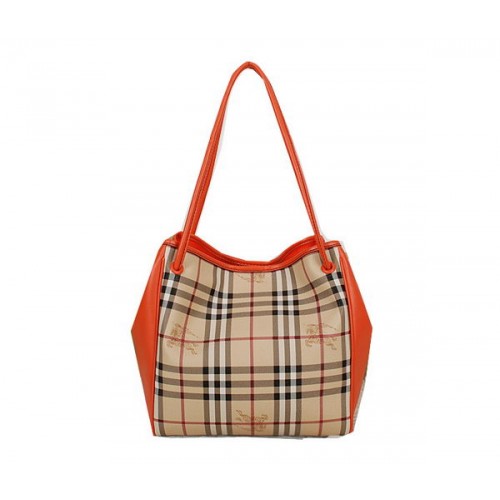Borsa tote piccola BurBerry Haymarket check B5911 arancione