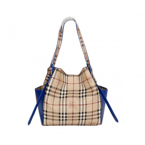 BurBerry Borsa tote piccola originale Haymarket Check B8885 RoyalBlue