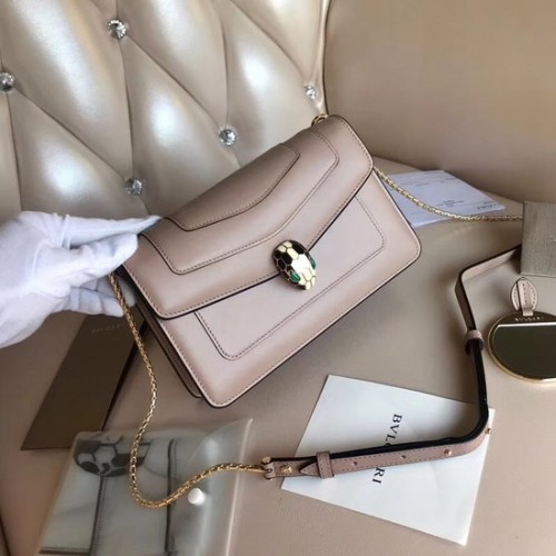 Bvlgari originale pelle di vitello serpenti per sempre borsa a tracolla 5590 rosa chiaro