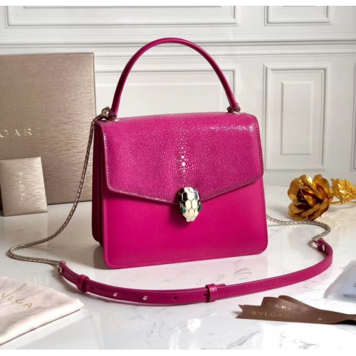 Bvlgari Serpenti Forever Pelle di pesce perla e piccola borsa a tracolla in pelle di vitello 288687 rosa