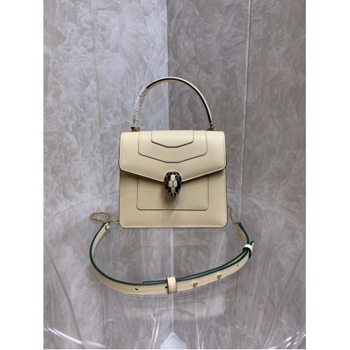 Borsa a tracolla piccola Bvlgari Serpenti Forever in pelle 286999 crema